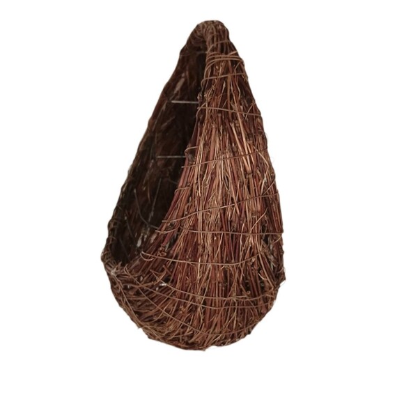 Woven Grapevine Twig Wall Basket Rustic Primitive Farmhouse Brown 10” X 10" - Picture 3 of 11